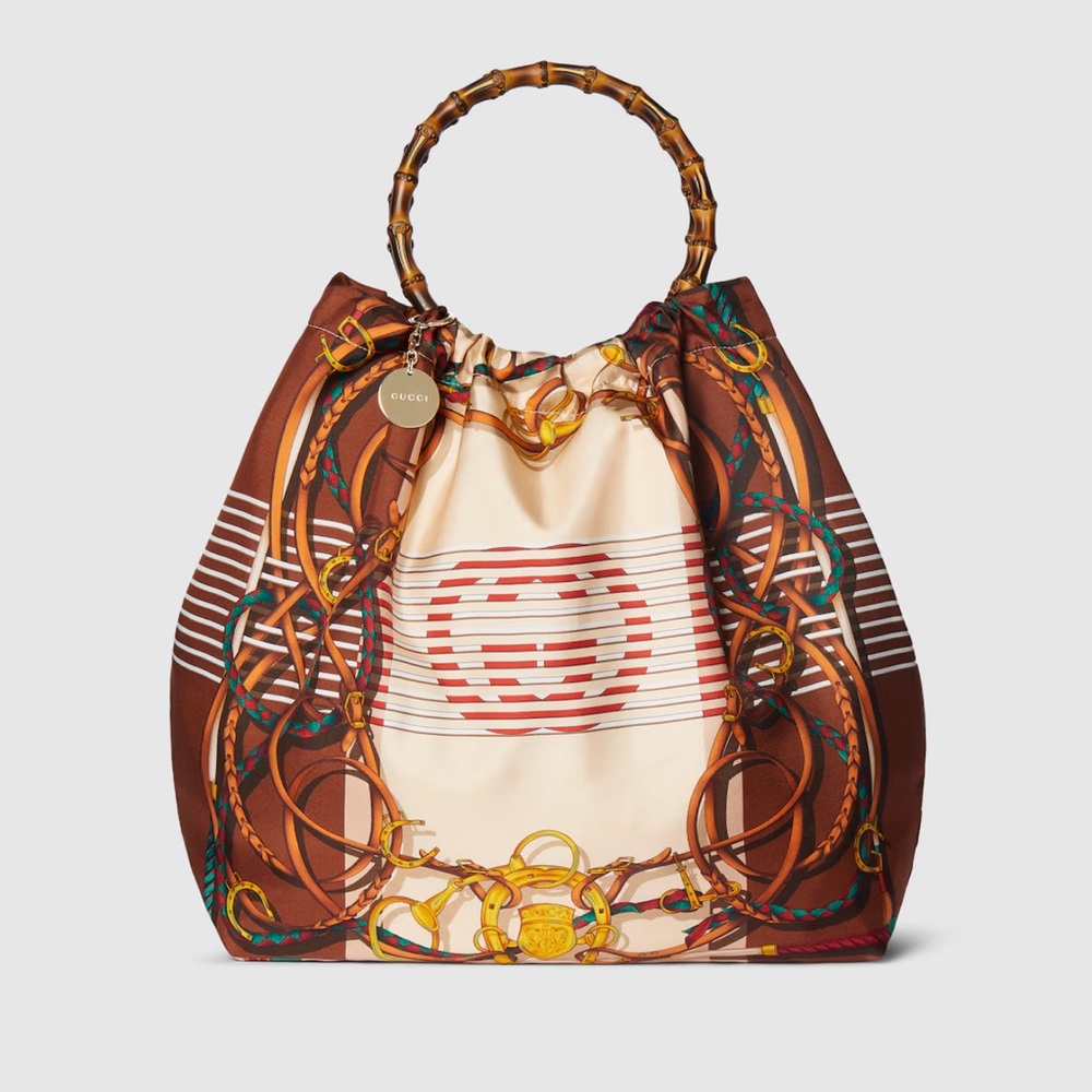 Gucci Silk maxi tote bag with bamboo handle